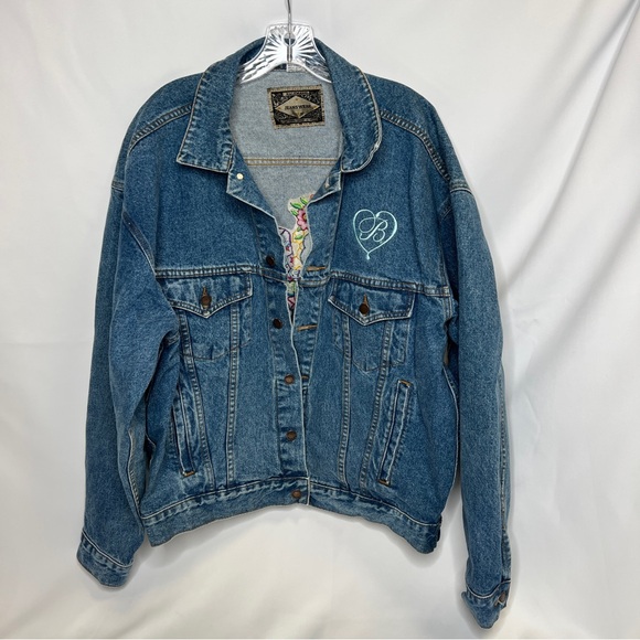Haleman Jeanswear Jean Jacket Brighton Embroidered Heart Patch XL - Picture 9 of 13